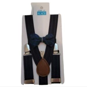 Bow Tie Suspenders Set Little Boys Size 12M-5T Blue Green NWT